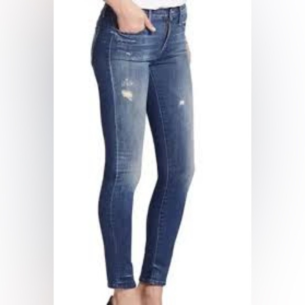 Mother Denim The Double Fray Charmer Skinny Blue Jeans Sz. 25